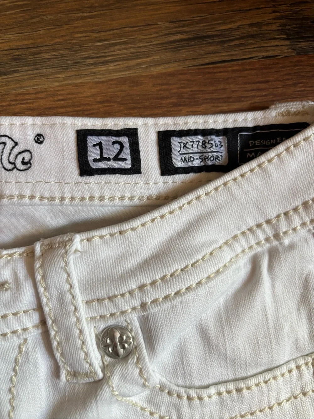Miss me white mid-shorts girl size 12 (JK7785D3)